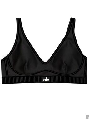 ALO Yoga Black V-Neck Seamless Sports Bralette
